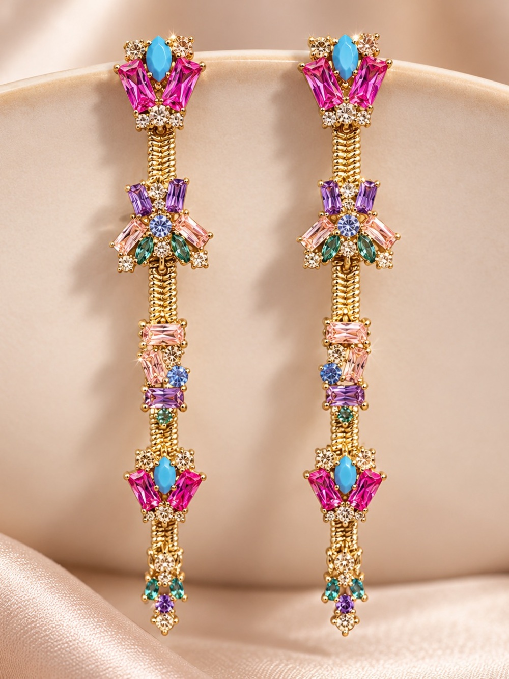 nOir NYC Jewelry Multicolor Crystal Statement Dangle Earrings